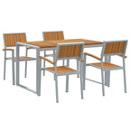 Garten Essgruppe 5 pcs Grau Massivholz Akazie