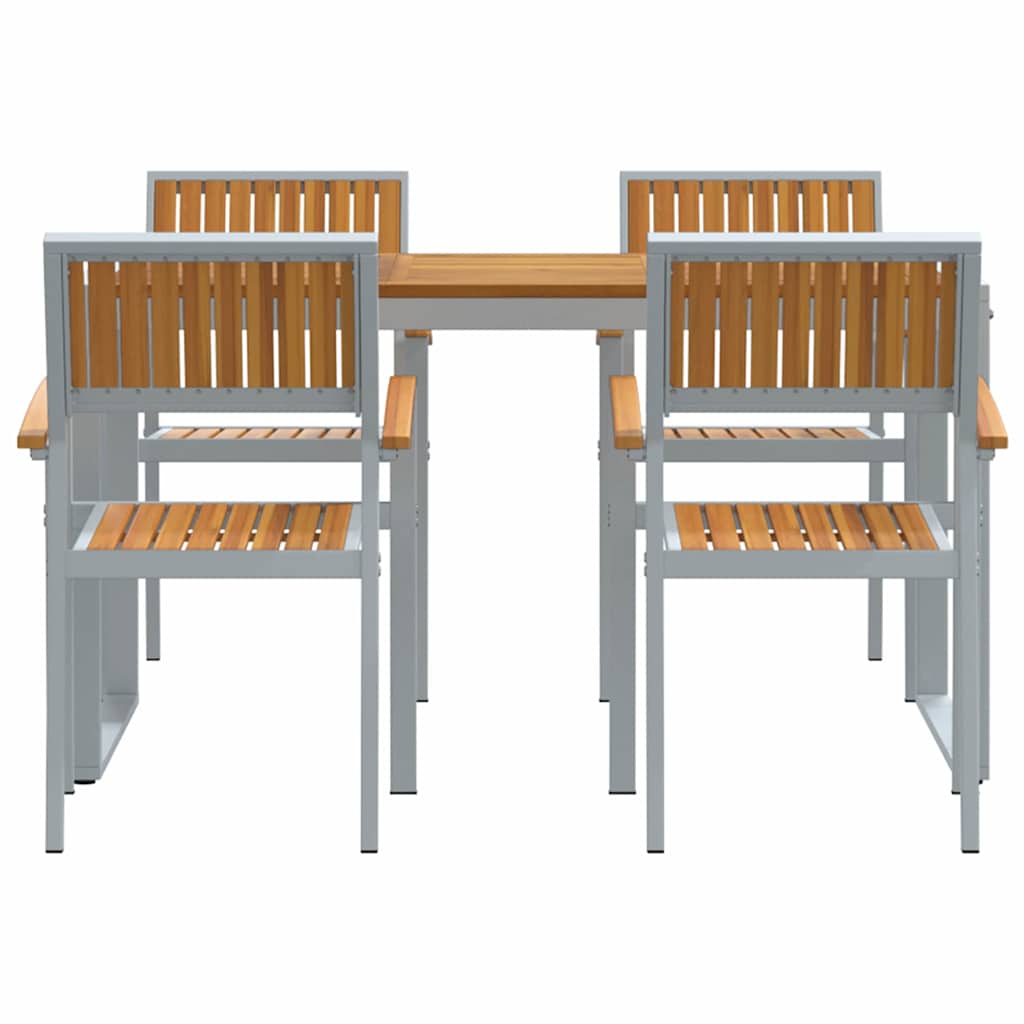 Garten Essgruppe 5 pcs Grau Massivholz Akazie