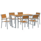 Garten Essgruppe 7 pcs Grau Massivholz Akazie