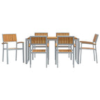 Garten Essgruppe 7 pcs Grau Massivholz Akazie