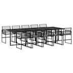11-tlg. Garten-Essgruppe mit Kissen Schwarz Poly Rattan