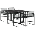 5-tlg. Garten-Essgruppe Schwarz Poly Rattan