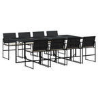 9-tlg. Garten-Essgruppe mit Kissen Schwarz Poly Rattan