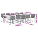 11-tlg. Garten-Essgruppe mit Kissen Schwarz Poly Rattan