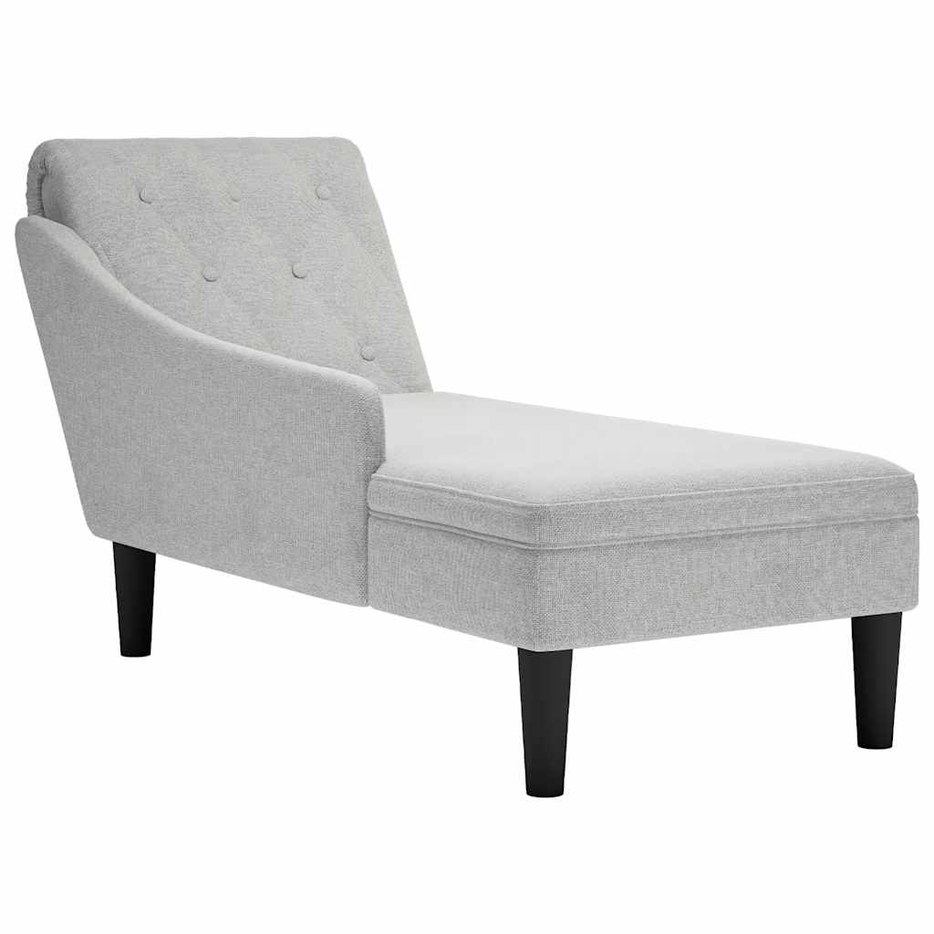 Chaiselongue mit Kissen und Rechter Armlehne Wolkengrau Stoff