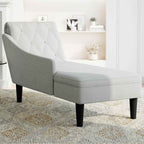 Chaiselongue mit Kissen und Rechter Armlehne Wolkengrau Stoff