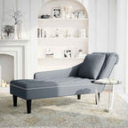 Chaiselongue mit Kissen und Rechter Armlehne Dunkelgrau Samt