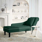 Chaiselongue mit Kissen und Rechter Armlehne Dunkelgrün Samt