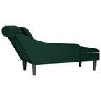 Chaiselongue mit Kissen und Rechter Armlehne Dunkelgrün Samt