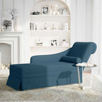 Chaiselongue mit Nackenrolle und Rechter Armlehne Blau Samt