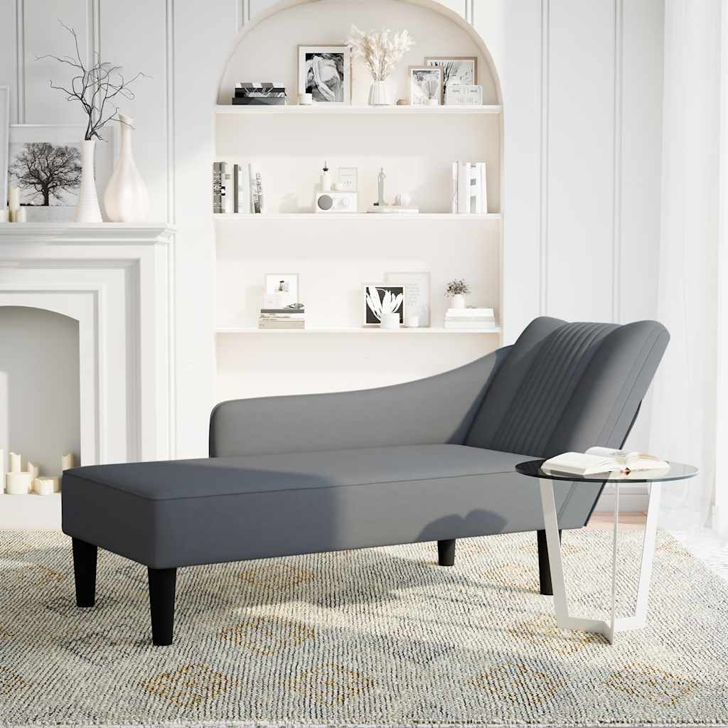 Chaiselongue mit Rechter Armlehne Dunkelgrau Samt