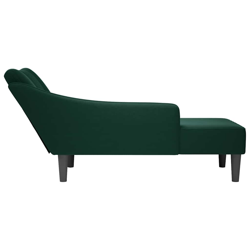 Chaiselongue mit Rechter Armlehne Dunkelgrün Samt