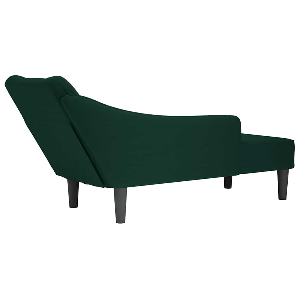 Chaiselongue mit Rechter Armlehne Dunkelgrün Samt