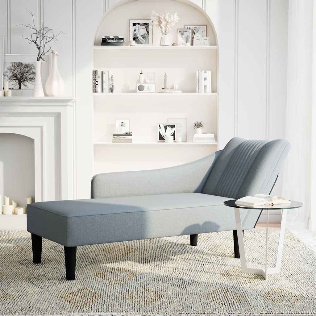 Chaiselongue mit Rechter Armlehne Hellgrau Stoff