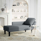 Chaiselongue mit Kissen und Rechter Armlehne Dunkelgrau Samt