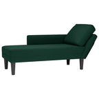 Chaiselongue mit Kissen und Rechter Armlehne Dunkelgrün Samt