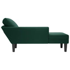 Chaiselongue mit Kissen und Rechter Armlehne Dunkelgrün Samt