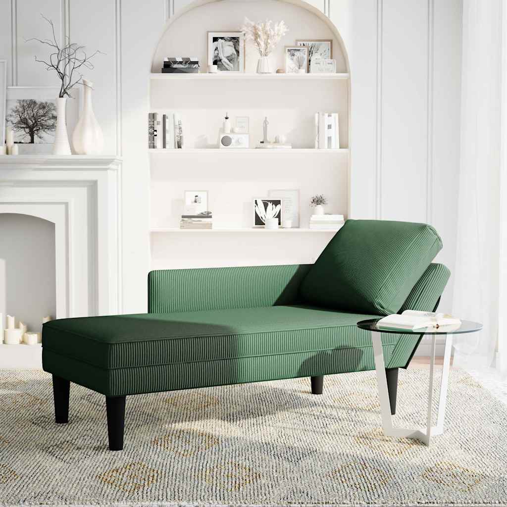 Chaiselongue mit Kissen Dunkelgrün Cordstoff