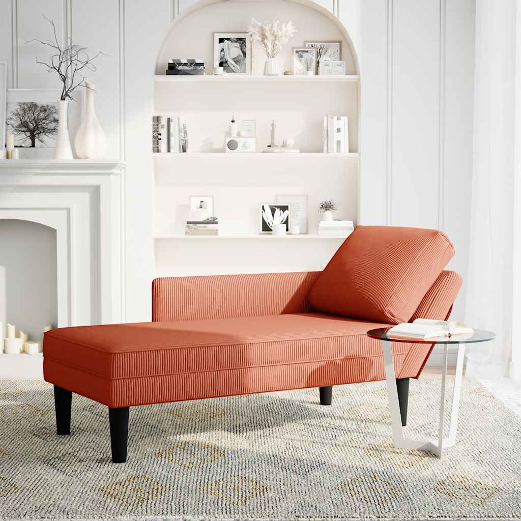 Chaiselongue mit Kissen Rot-orange Cordstoff