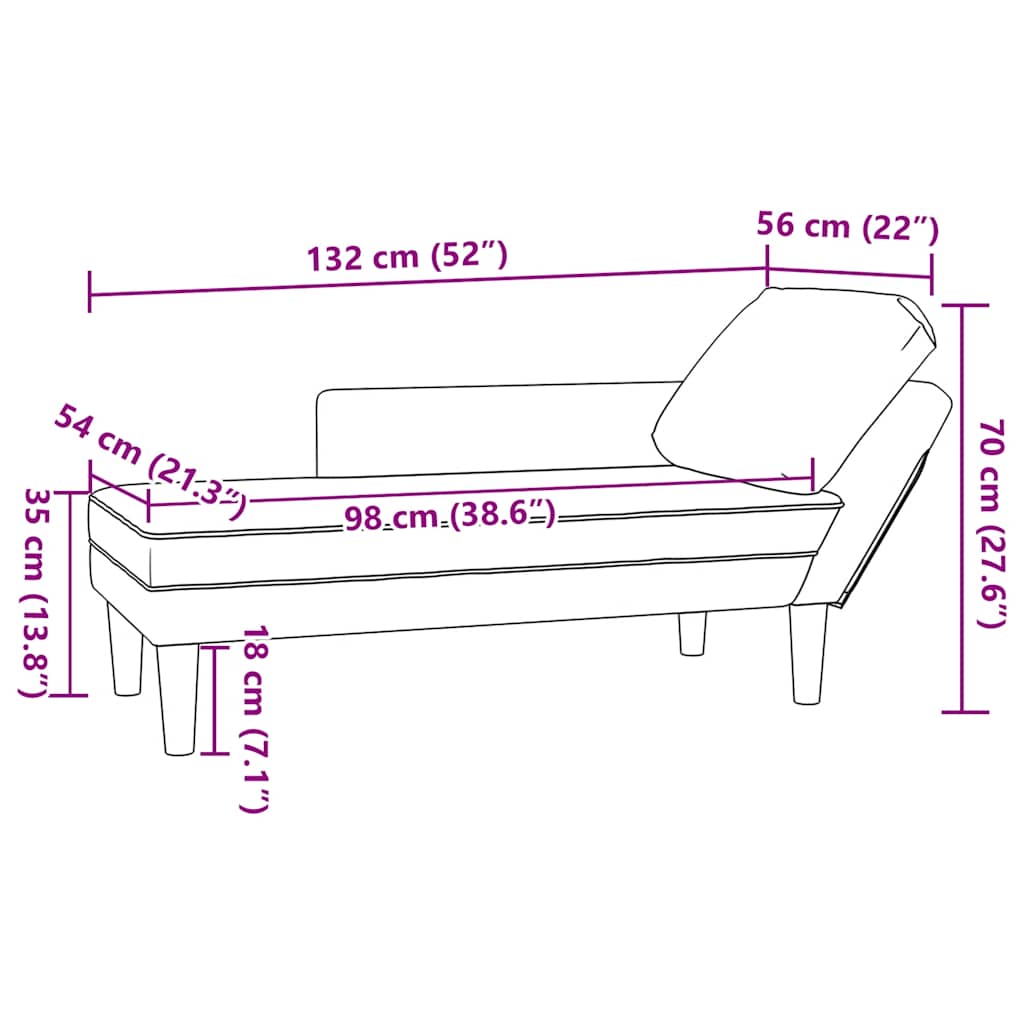 Chaiselongue mit Kissen Rot-orange Cordstoff