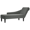 Chaiselongue mit Kissen und Rechter Armlehne Dunkelgrau Stoff