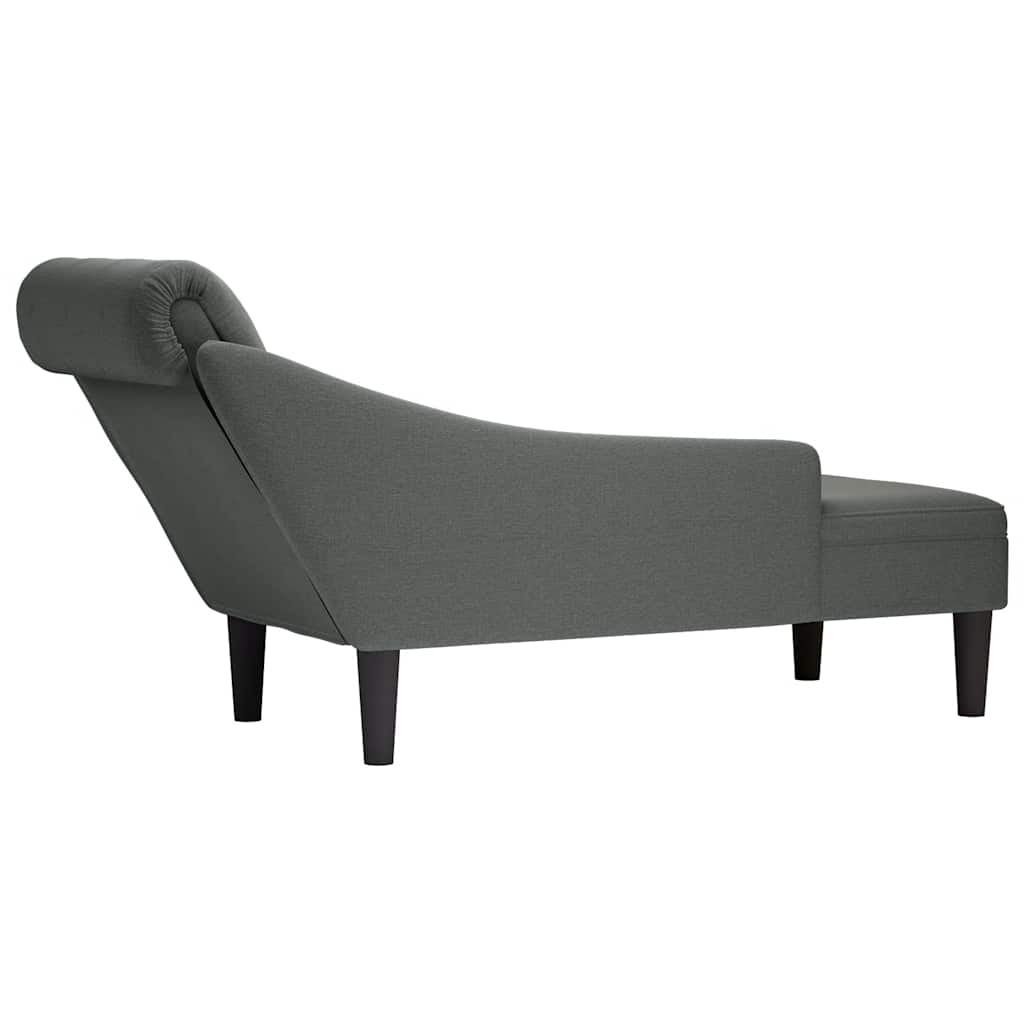 Chaiselongue mit Kissen und Rechter Armlehne Dunkelgrau Stoff