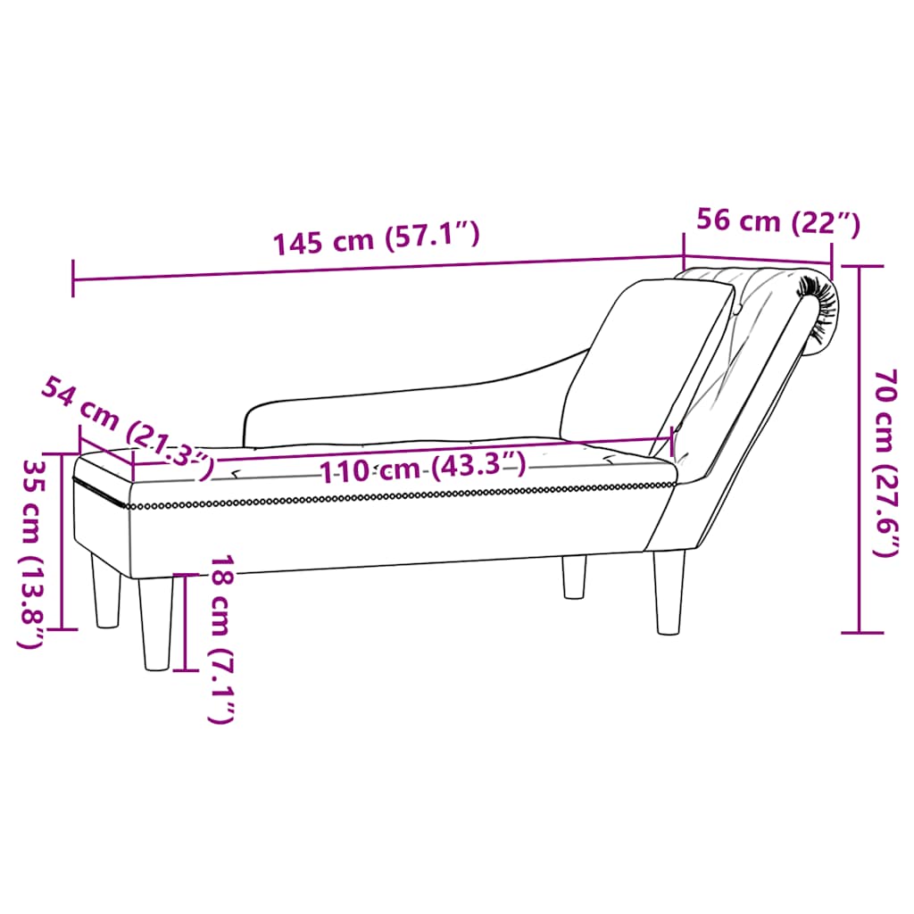 Chaiselongue mit Kissen Rechter Armlehne Hellgrau Kunstleder