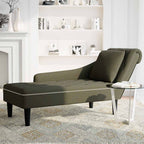 Chaiselongue mit Kissen & Rechter Armlehne Armeegrün Kunstleder