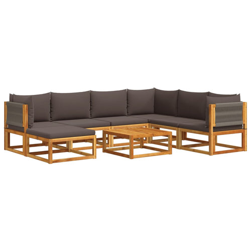 8-tlg. Gartensofa-Set mit Kissen Holz Akazie & Seil
