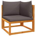 9-tlg. Gartensofa-Set mit Kissen Holz Akazie & Seil