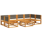 7-tlg. Gartensofa-Set mit Kissen Holz Akazie & Seil