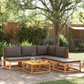 6-tlg. Gartensofa-Set mit Kissen Holz Akazie & Seil