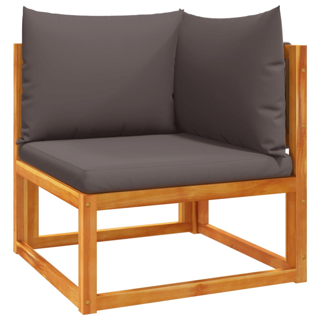 3-tlg. Gartensofa-Set mit Kissen Holz Akazie & Seil