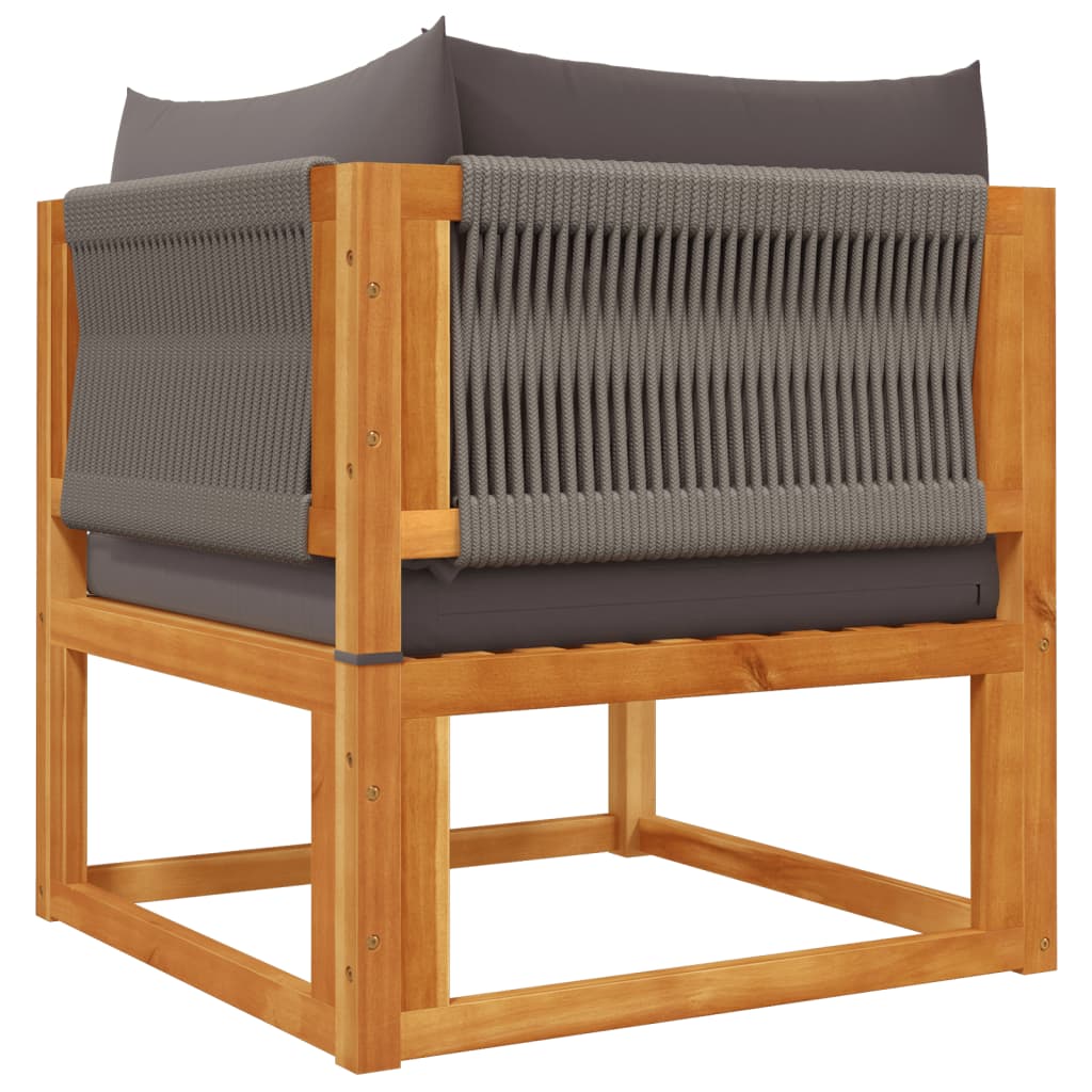 3-tlg. Gartensofa-Set mit Kissen Holz Akazie & Seil