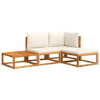 4-tlg. Gartensofa-Set mit Kissen Holz Akazie & Seil