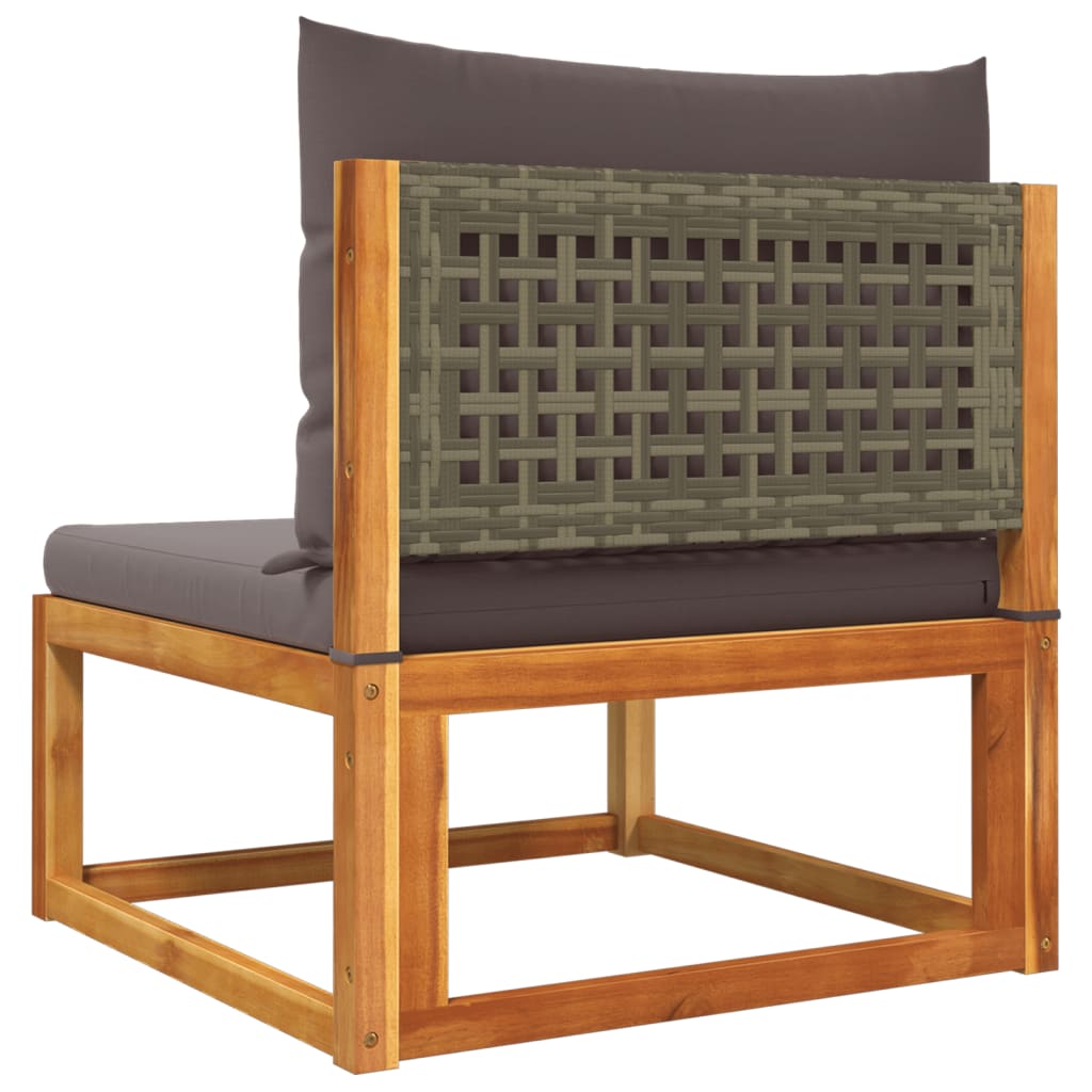 4-tlg. Gartensofa-Set mit Kissen Holz Akazie & Rattan