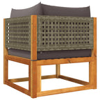 5-tlg. Gartensofa-Set mit Kissen Holz Akazie & Rattan