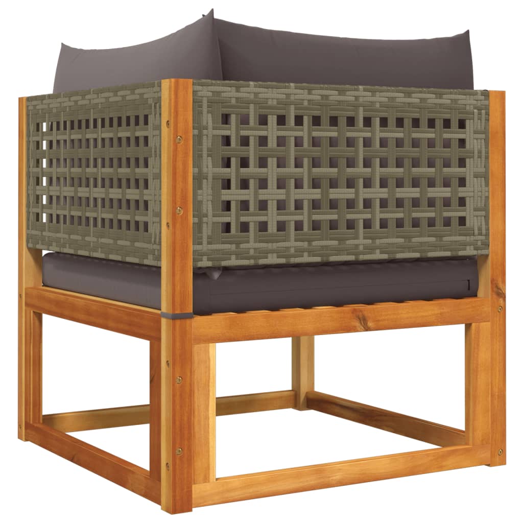 Gartensofas-Ecke mit Kissen 2 Stk. Holz Akazie & Rattan