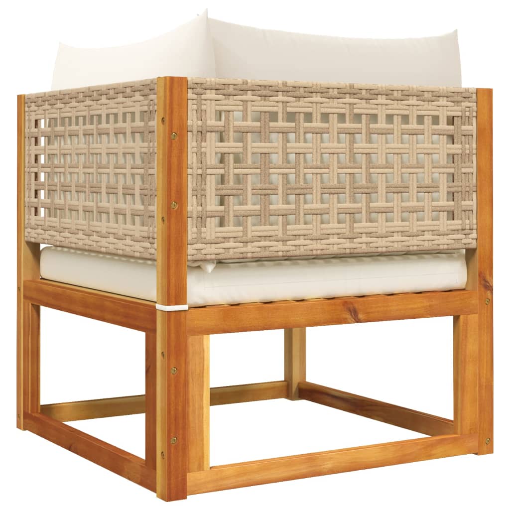 4-tlg. Gartensofa-Set mit Kissen Holz Akazie & Rattan