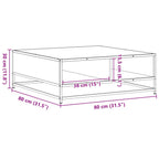 Couchtisch Räuchereiche 80x80x30 cm Holzwerkstoff und Metall