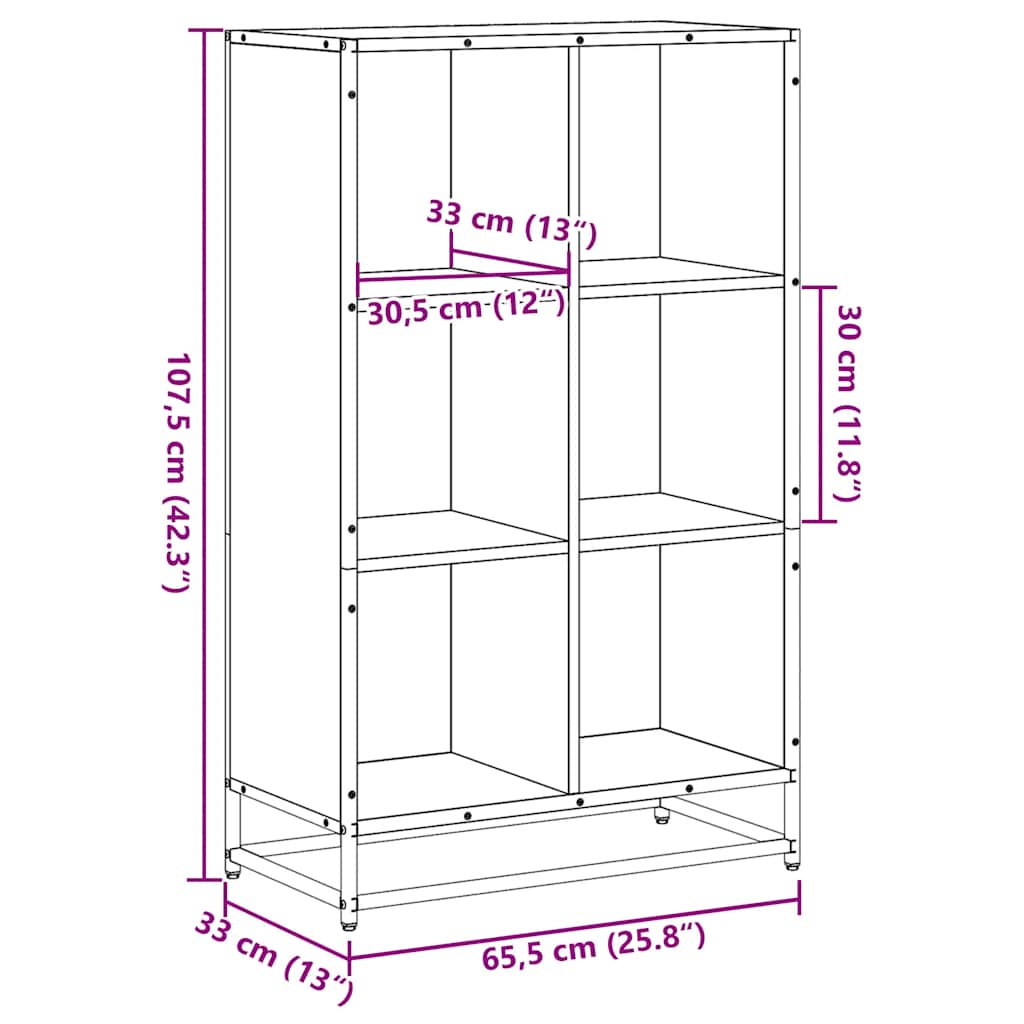 Bücherregal Schwarz 65,5x33x107,5 cm Holzwerkstoff
