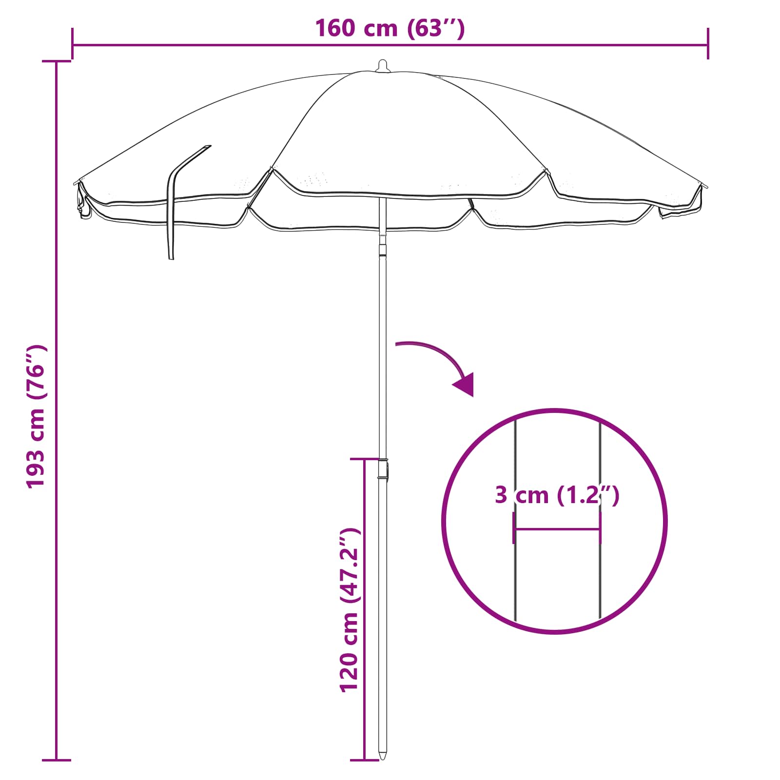 Sonnenschirm Tarnung 161 x 161 x 193 cm Polyester