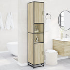 Badschrank Eichen-Optik 35x37,5x188,5 cm Holzwerkstoff Metall
