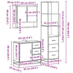 3-tlg. Badmöbel-Set Räuchereiche Holzwerkstoff