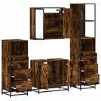 4-tlg. Badmöbel-Set Räuchereiche Holzwerkstoff