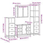 4-tlg. Badmöbel-Set Räuchereiche Holzwerkstoff