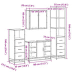 4-tlg. Badmöbel-Set Räuchereiche Holzwerkstoff