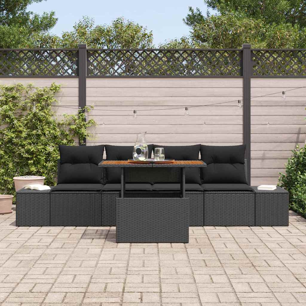 Garten Essgruppe mit Kissen 5 pcs Schwarz und Braun