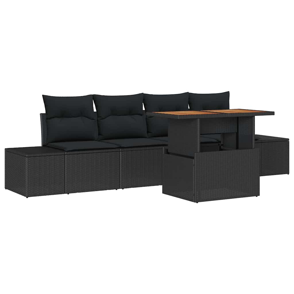 Garten Essgruppe mit Kissen 5 pcs Schwarz und Braun