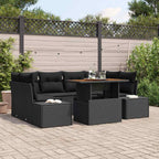 Garten Essgruppe mit Kissen 7 pcs Schwarz und Braun